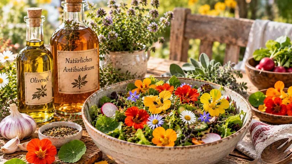 natürliches antibiotikum schnell gemacht als salatdressing (KI-generiertes Bild)