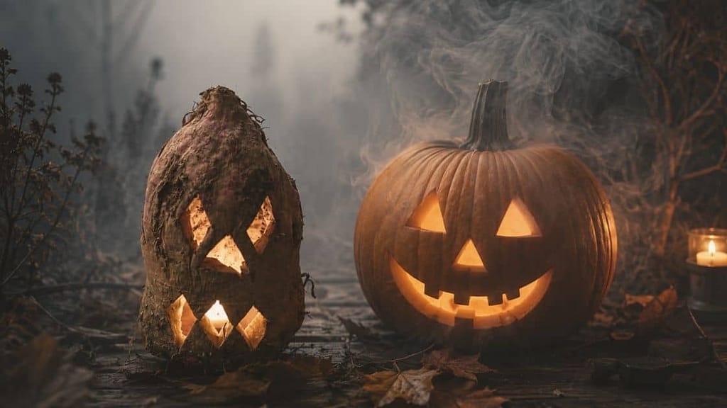 samhain halloween rübe oder kürbis (KI-generiertes Bild)